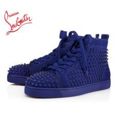 ルブタン 靴 コピー ブルー・青 Spikes Men's Flat スニーカー