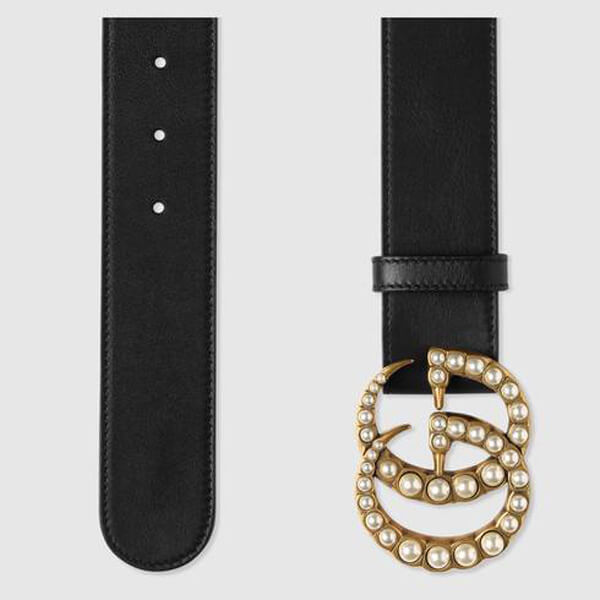 グッチ ベルト コピー レザー（パール ダブルG バックル