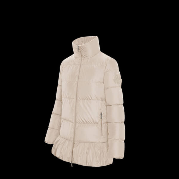 MONCLER BRUNECフリル付きダウンジャケット ベージュ　0サイズ ☆大人気☆】 裾フリルが可愛い モンクレール ☆ BRUNEC ☆ コピー