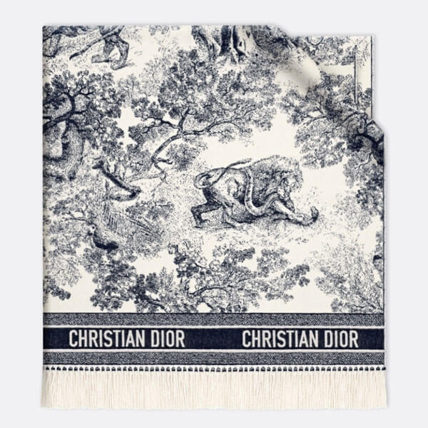 Dior 動物柄 ストール 140✖️140 ディオール☆大判ストール コピー 先取 ブルートワルドジュイ柄
