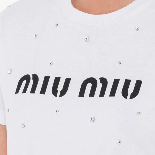 ミュウミュウ クリスタルジュエル ジャージーTシャツ偽物