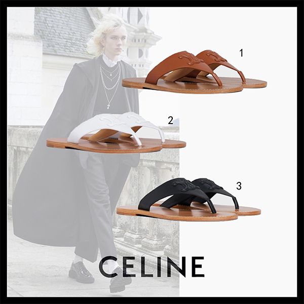 CELINE 22SS トリオンフ フラットサンダル カーフスキン 35 22SS新作【セリーヌ スーパーコピー】トリオンフ フラットサンダル