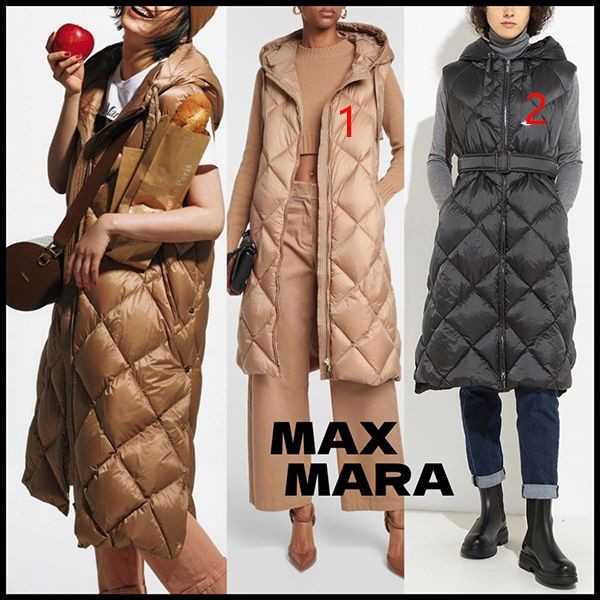 完売前に!マックスマーラ TREGILロングダウンベスト 偽物キャメル黒 他