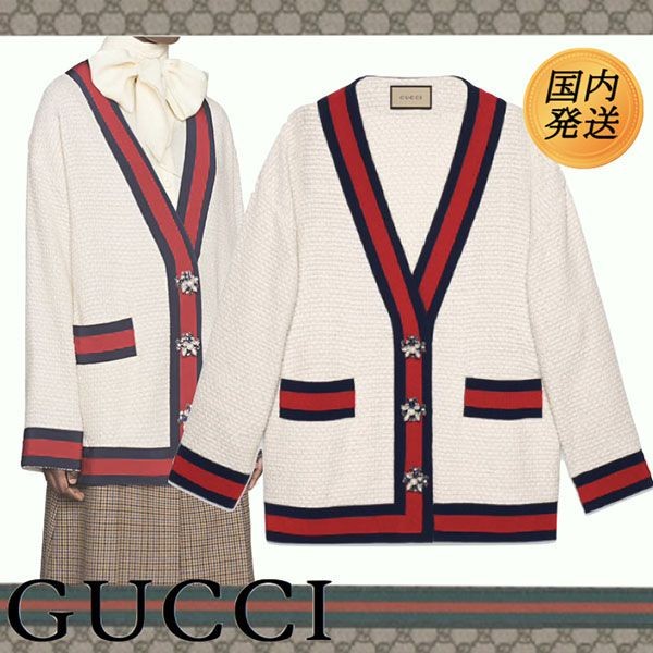 グッチ オーバーサイズ ツイード ウェブ ジャケット 469657グッチコピー