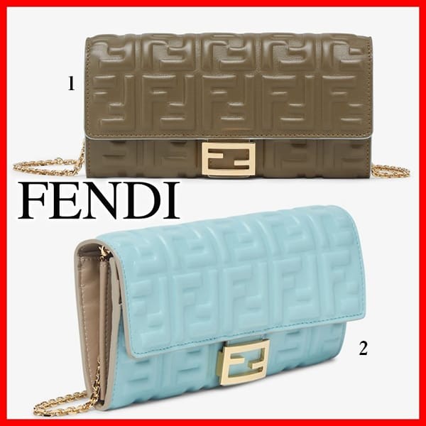 FENDI フェンディ✜バケット コンチネンタル長財布✜FFモチーフ ラムレザー フェンディ 偽物 ffモチーフ バゲット コンチネンタル財布 チェーン付