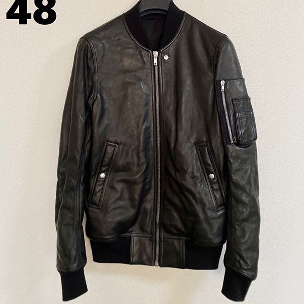 美品リックオウエンス　ラムレザージャケット38 リックオウエンス ラムレザー ボンバージャケット 48 偽物