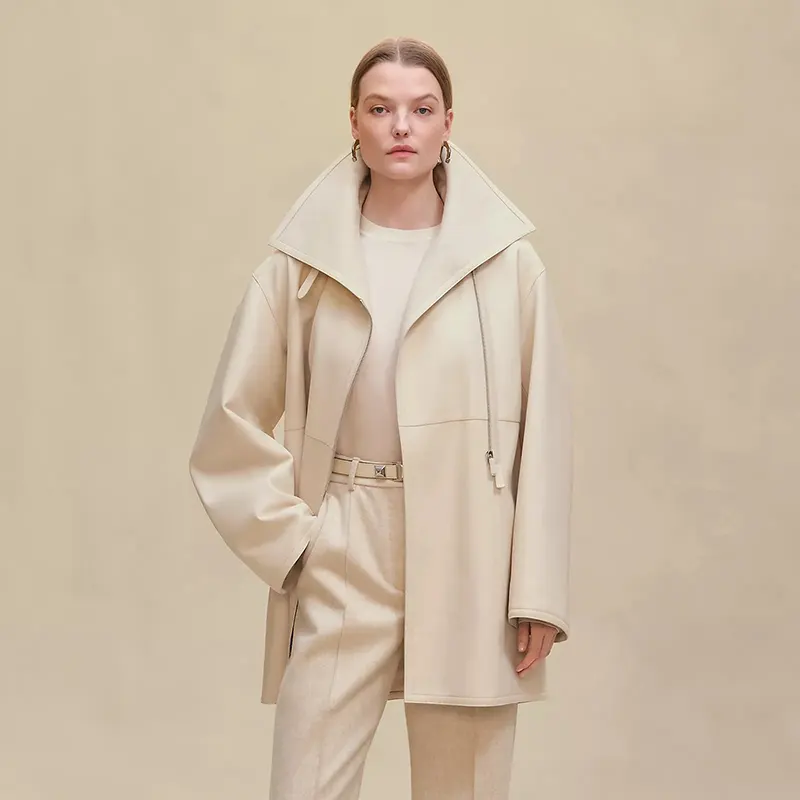 25AW エルメス ブランケット風ショートコート n級品 ラムスキン