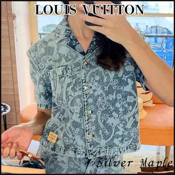 大人カジュアル【ルイヴィトン】LV ブルーム デニムシャツ 1AJZ3Cルイ