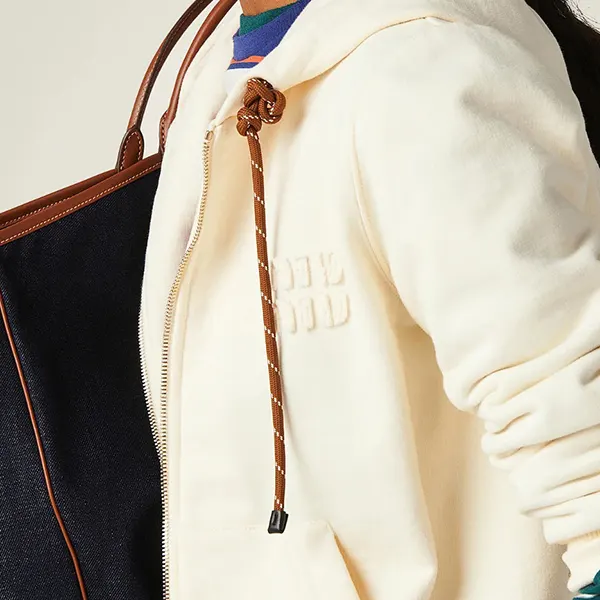 ミュウミュウ Fleece Zip-Up Jacket フード付きジップアップ